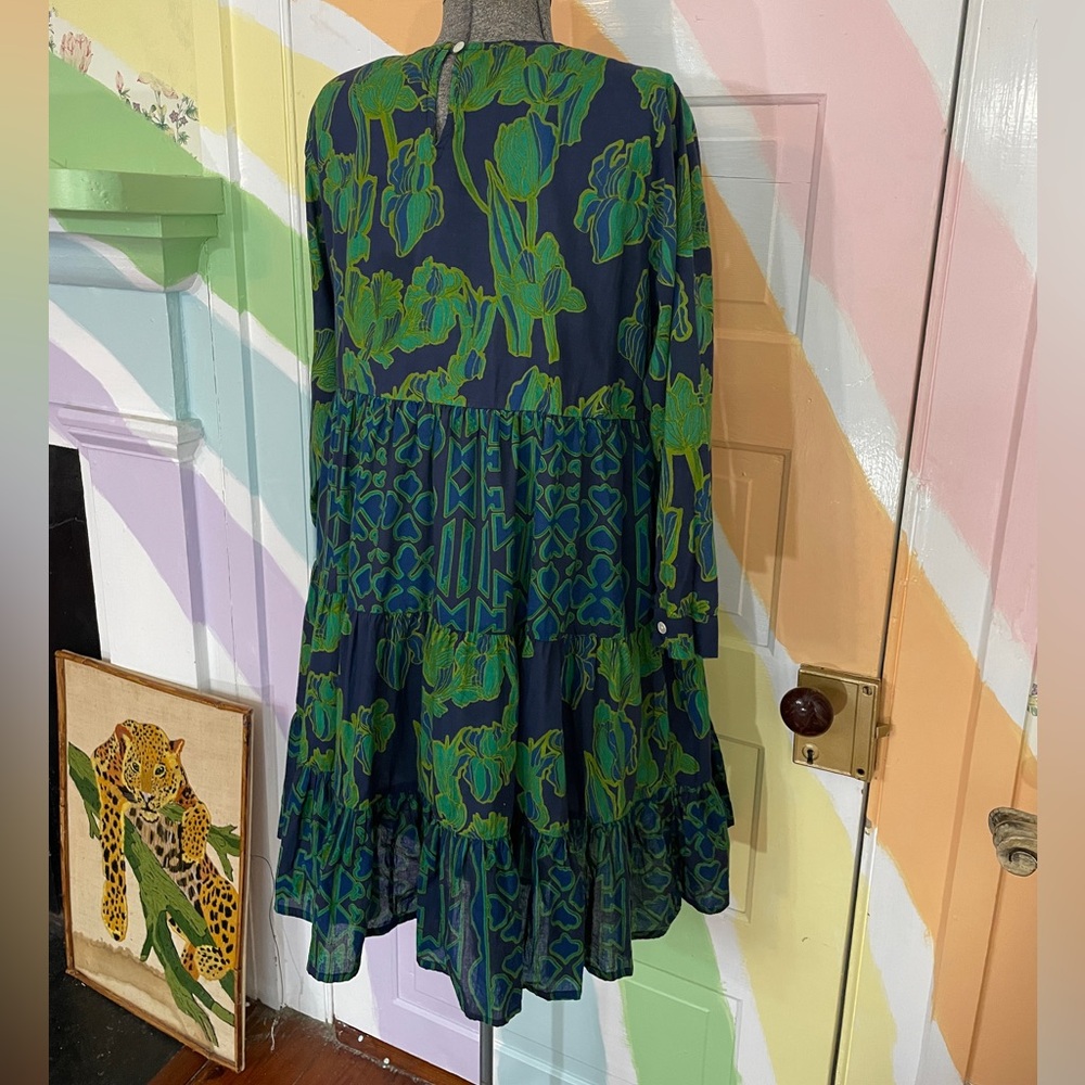 Ro's Garden Rene Tiered Navy Tulip Floral Cotton Anthropologie Dress - Sz M ๐งก๐ - Picture 8 of 14